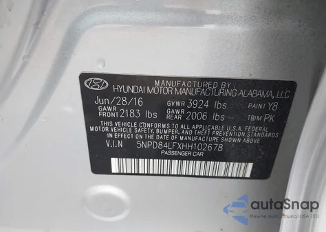 2017 Hyundai Elantra Se from USA, damaged, VIN 5NPD84LFXHH102678